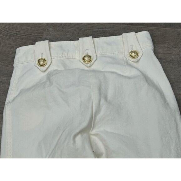 Derek Lam 10 Crosby Womens Gold Button Robertson Flared Pants White Size 0 NWT - Picture 5 of 13